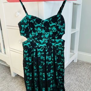 Material Girl Green Black Lace Cutout Dress